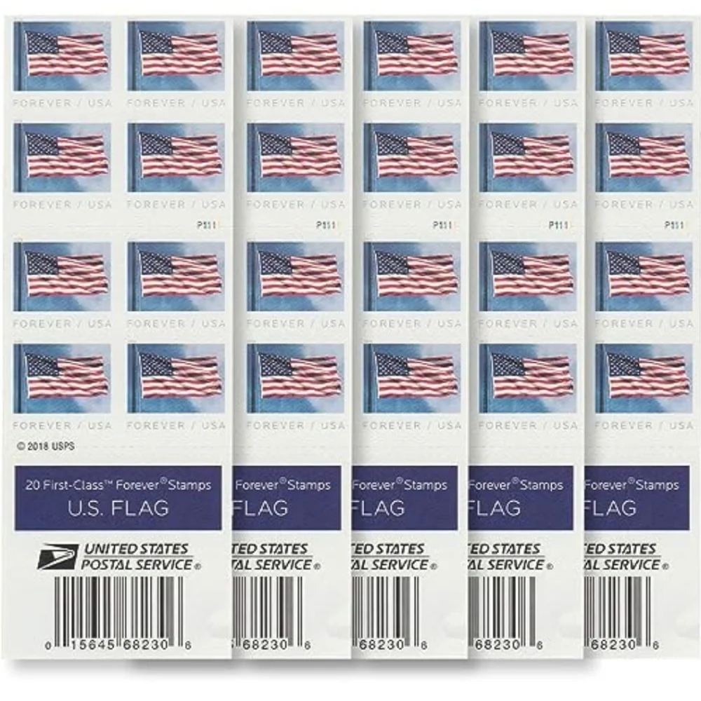 100 Forever Stamps‎ 5 Sheets of 20 First Class USPS Stamps 2019 U.S. Flag Flags